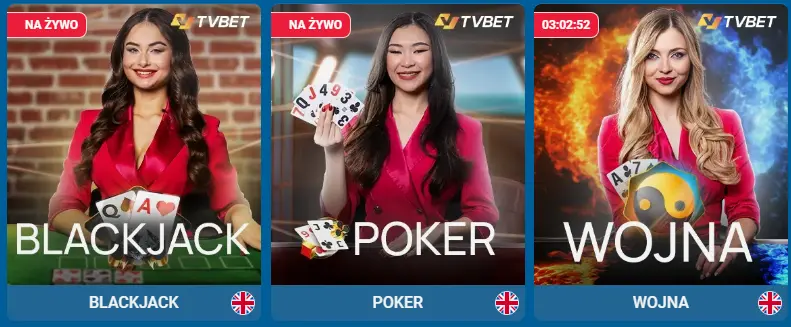 Różne gry kasynowe dostępne na platformie Betcris